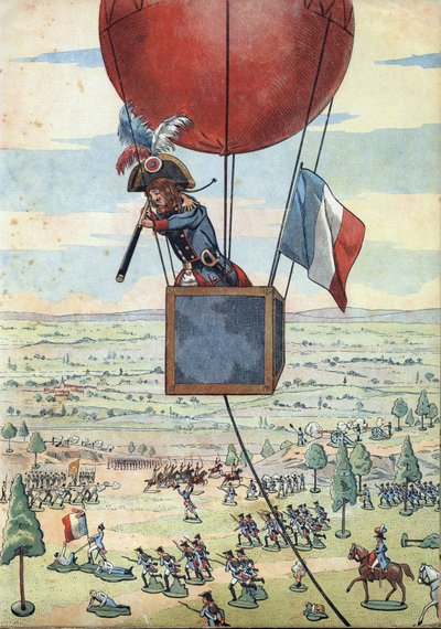 Franciaország történetének jelenete a játékokban: A fleurusi csata 1794. június 26-án és Jean Marie Joseph (Jean-Marie-Joseph) Coutelle (1748-1835) kapitány megfigyelő léggömbjének első használata hosszú kilátással - In “ ” Játsszunk egy történelmet: Franc alkotó: pseudonym for Onfray de Breville Jacques Job