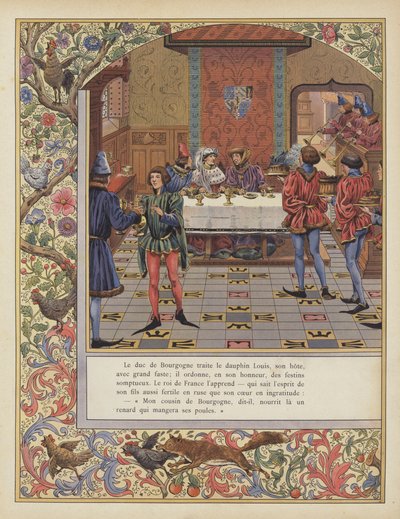 Burgundia hercege pazar lakomát rendezett Lajosnak, a francia Dauphinnak (színes litó) alkotó: pseudonym for Onfray de Breville Jacques Job