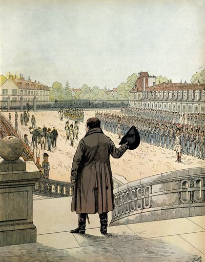 I. Bonaparte Napóleon (1769-1821) búcsúja a fontainebleau-i Cheval Blanc udvarán április 20-án alkotó: pseudonym for Onfray de Breville Jacques Job