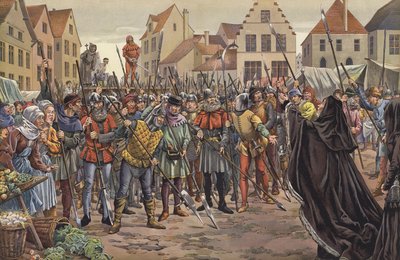 Mária, Burgundia hercegnője a genti lakossághoz könyörög apja két tanácsosának életéért, akik levelezésben álltak XI. Lajos francia királlyal alkotó: pseudonym for Onfray de Breville Job