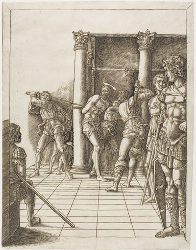 Krisztus korbácsolása a járdával alkotó: school of Andrea Mantegna