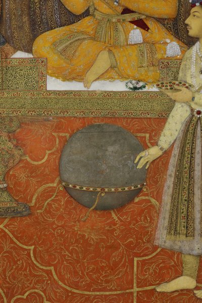 Részlet a The Emperor Shah Jahan on the Peacock Throne című filmből, 1640 (átlátszatlan wc és arany papíron) alkotó: son of Aqa Riza Abid