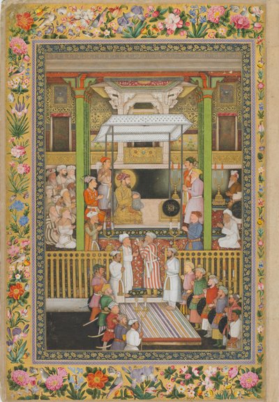 A próféta születésnapjának éjszakai ünneplése, a Szentpétervári Albumból, 1635-1752 körül (fedetlen akvarell, tinta, ezüst és arany, papír). alkotó: son of Hoshang (attr.to) Bulaqi