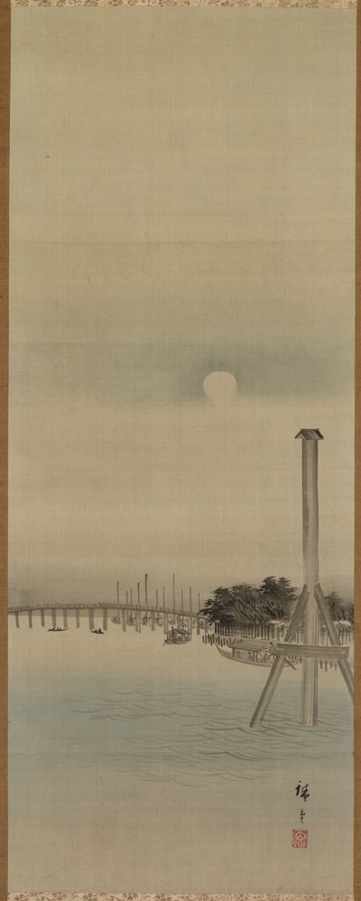 Éjszakai jelenet a Sumida folyón alkotó: studio of Utagawa Hiroshige