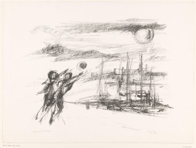 Emberek a rakparton hajókkal alkotó: unknown (signed by artist)