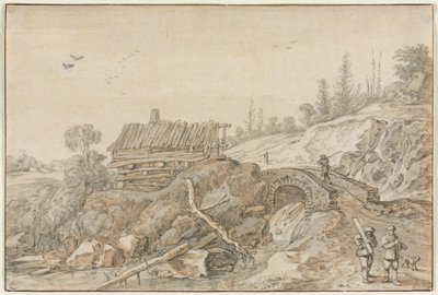 Dombos táj kunyhóval a patak mellett, 1627. alkotó: van de Velde Esaias