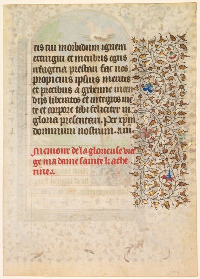 Levél az órák könyvéből: szöveg (fordítva) alkotó: workshop of Boucicaut Master