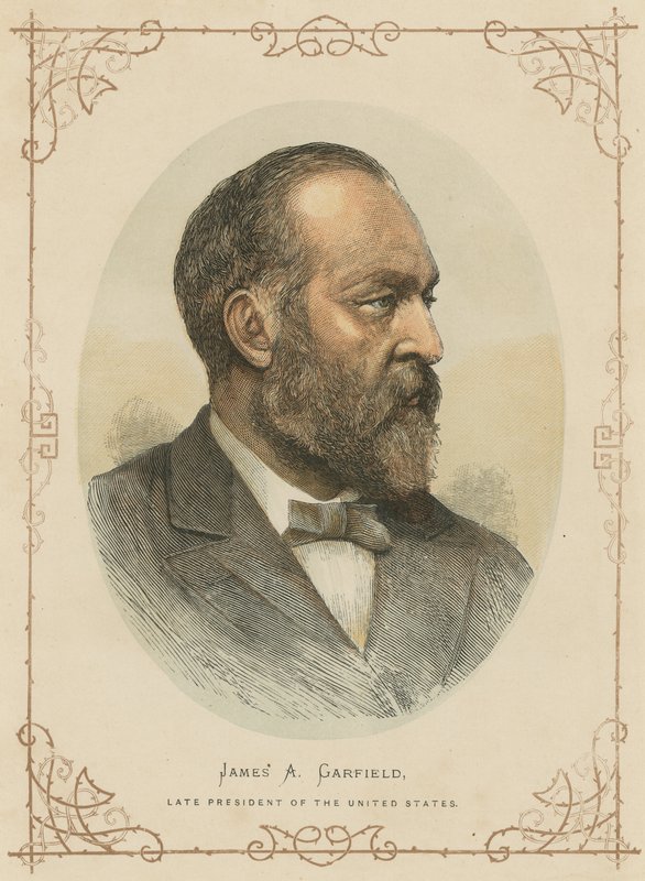 James A Garfield, az Egyesült Államok 20. elnöke (színes metszet) alkotó: (after) American School