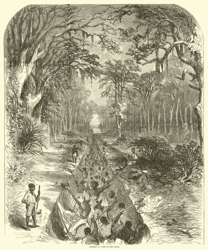 Négerek dolgoznak a csatornán, 1863. március (metszet) alkotó: (after) American School