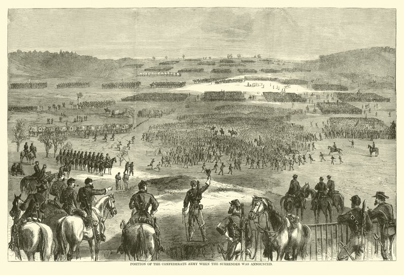 A Konföderációs Hadsereg álláspontja a feladás bejelentésekor, 1865. április (metszet) alkotó: (after) American School