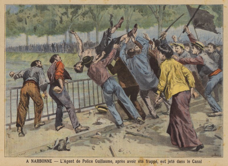 Borászok lázadnak a francia Midiben (színes litho) alkotó: (after) Carrey