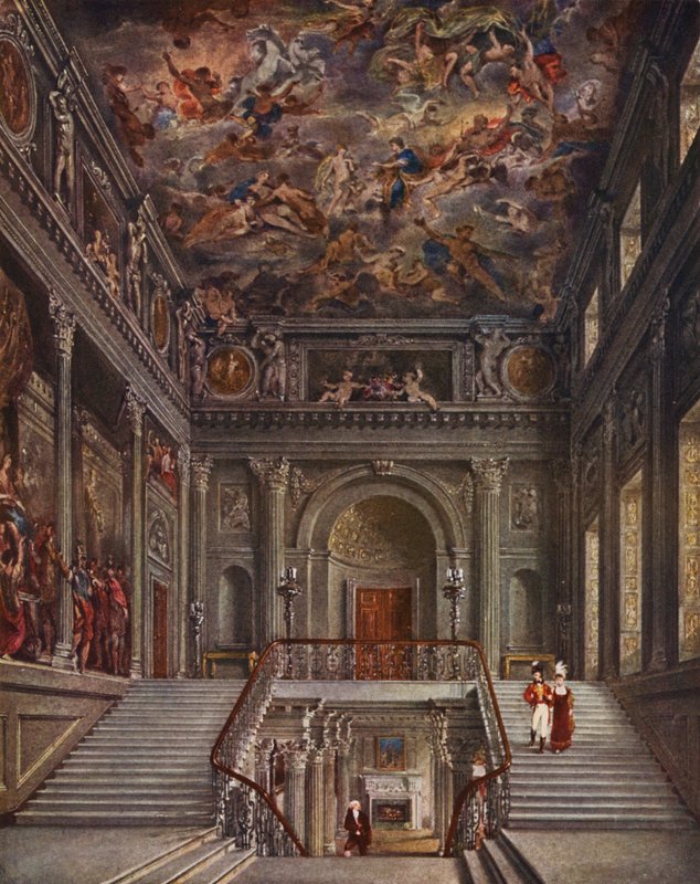 Buckingham-palota: Buckingham House (színes litográfia): The Painted Staircase, Buckingham House (színes litográfia) alkotó: (after) English School