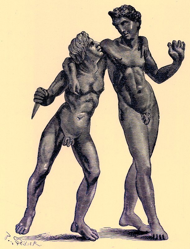 Palestrinában (Praeneste) talált bronzból készült csoport, Victor Duruy „Róma története” című illusztrációja, 1884-ben megjelent (digitálisan javított kép) alkotó: (after) English School