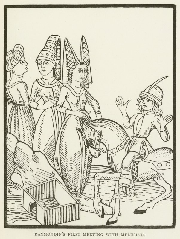 Raymondin első találkozása Melusine-nal (metszet) alkotó: (after) English School