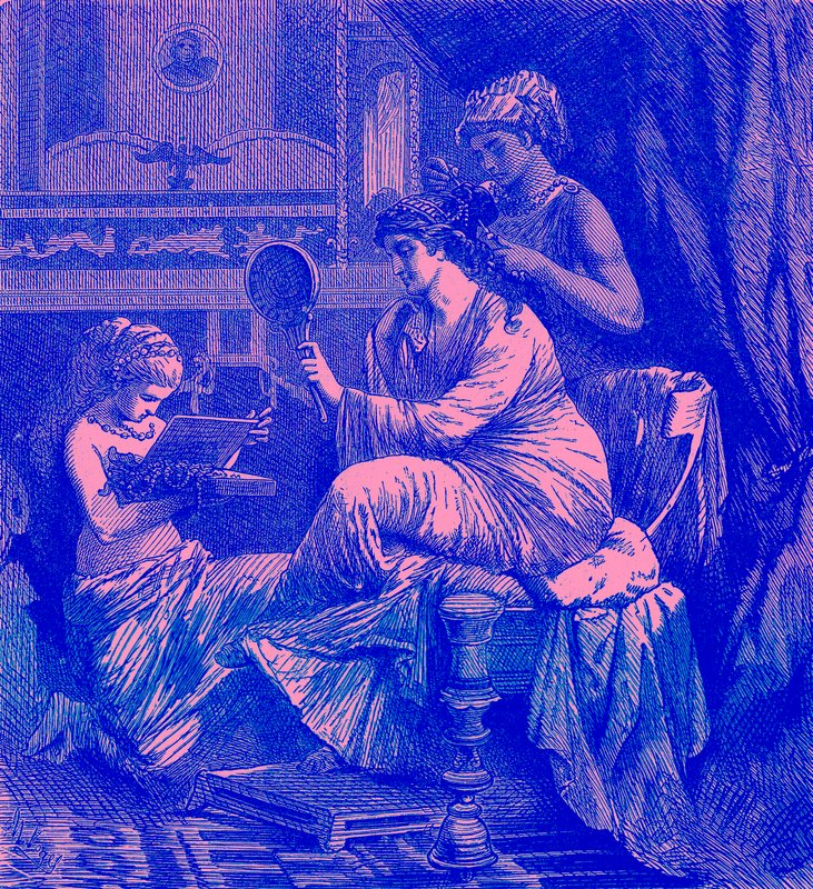 Római hölgy a vécéjénél, illusztráció a „The Illustrated History of the World”-ből, megjelent 1880 körül (digitálisan javított kép) alkotó: (after) English School