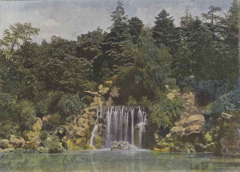 Bois de Boulogne, A vízesés (színes fotó) alkotó: (after) French Photographer