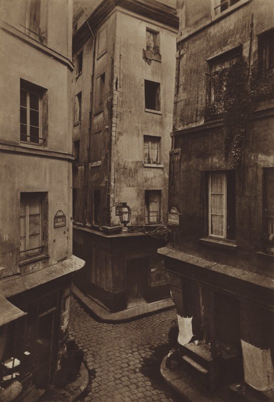 Mondetour, Pirouette és Petite-Truanderie utcák kereszteződése 1886-ban (f/w fotó) alkotó: (after) French Photographer