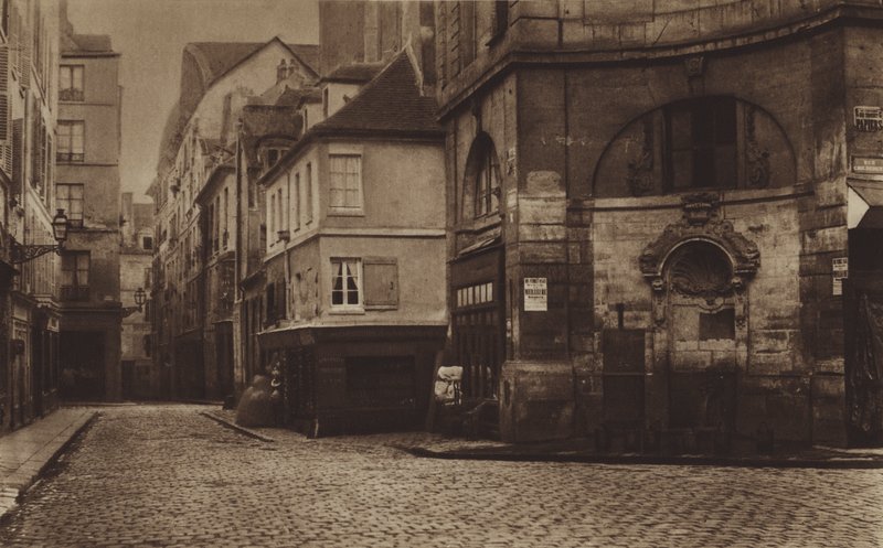 Erfurth útkereszteződése és szökőkútja 1866-ban, Saint-Germain-des-Pres közelében (f/w fotó) alkotó: (after) French Photographer