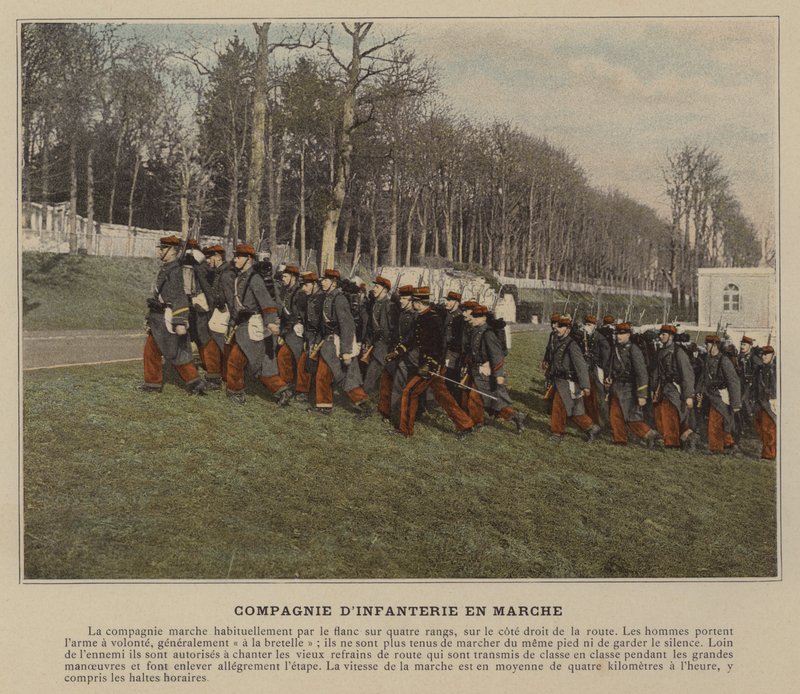 Marching Infantry Company (színes fotó) alkotó: (after) French Photographer