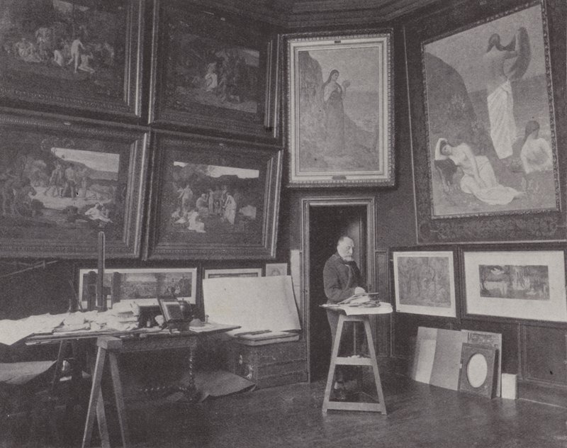 Pierre Puvis de Chavannes francia festő a műtermében (fekete-fehér fotó) alkotó: (after) French Photographer