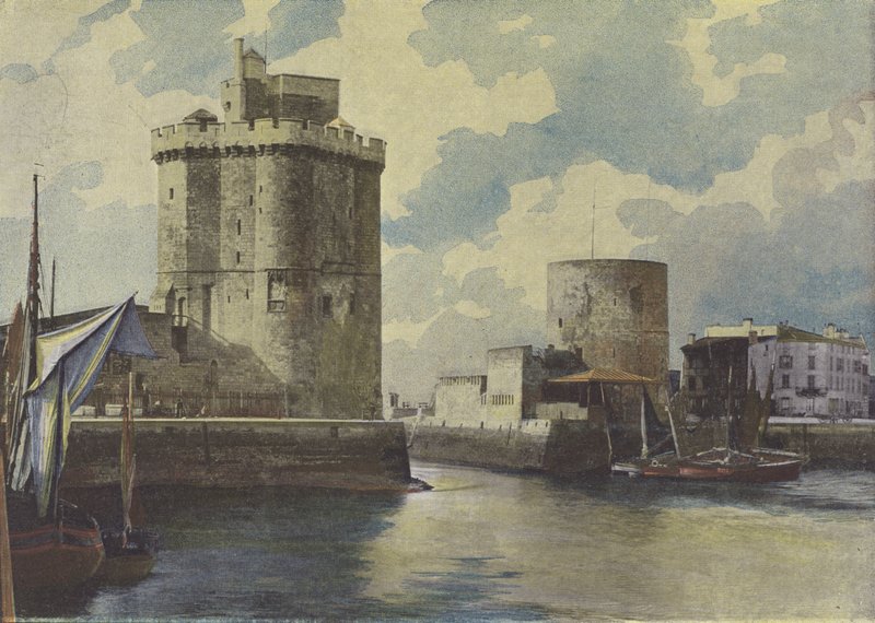 La Rochelle, a kikötő bejárata (színes fotó) alkotó: (after) French Photographer