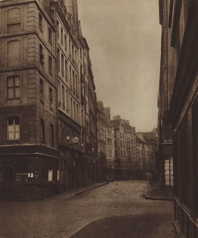 Rue de la Ferronnerie, a rue de la Reynie-ről készült, az utca eleje még mindig megmaradt (f/w fotó) alkotó: (after) French Photographer