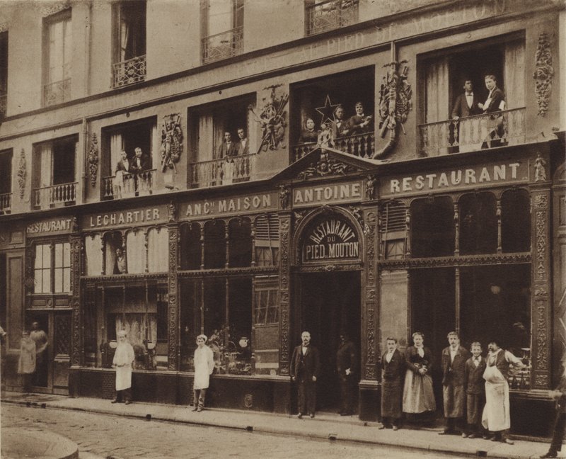 A Pied-de-Mouton étterem, rue Vauvilliers (f/w fotó) alkotó: (after) French Photographer