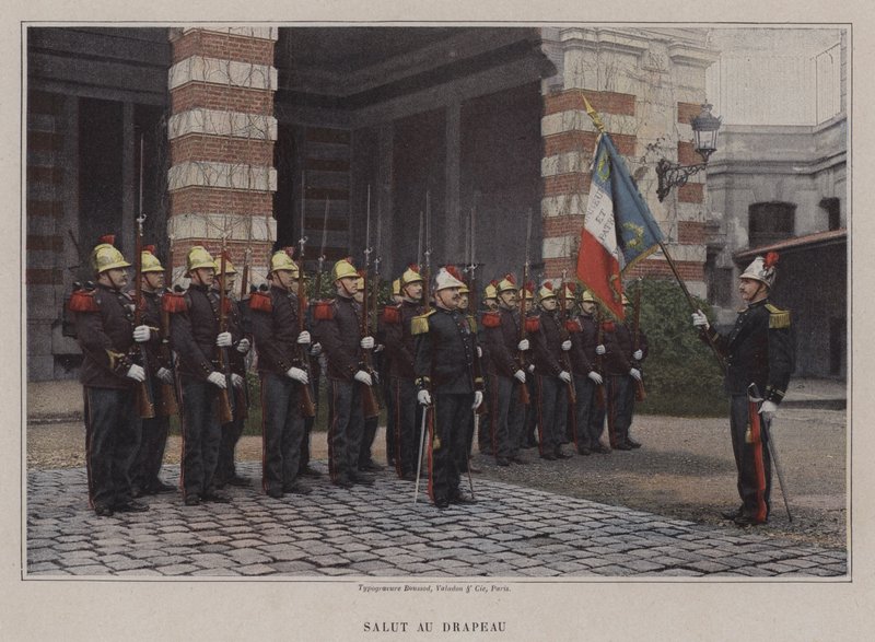 Tisztelet a zászló előtt (színes fotó) alkotó: (after) French Photographer