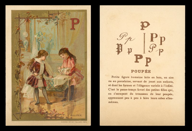 Babákkal játszó gyerekek (kromolito) alkotó: (after) French School