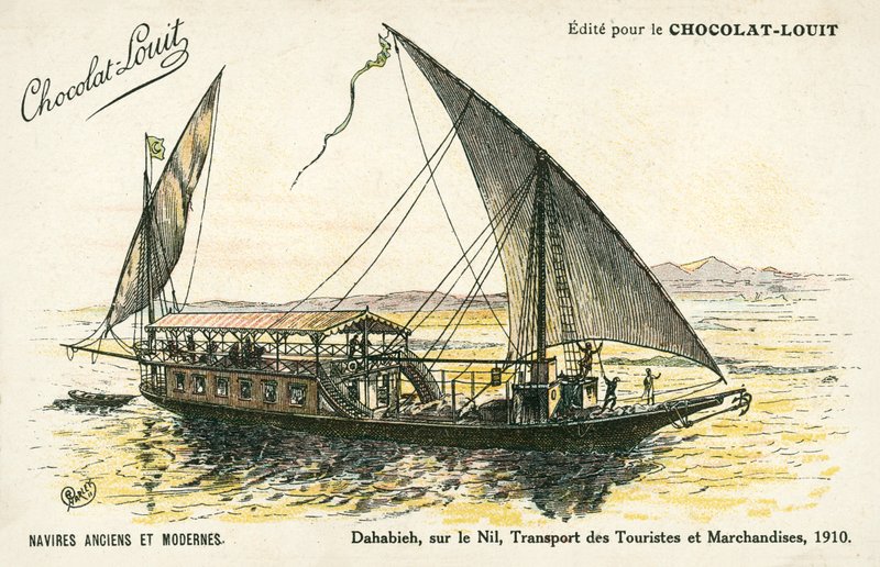 Dahabieh, a Níluson, turisták és áruk szállítása alkotó: (after) French School