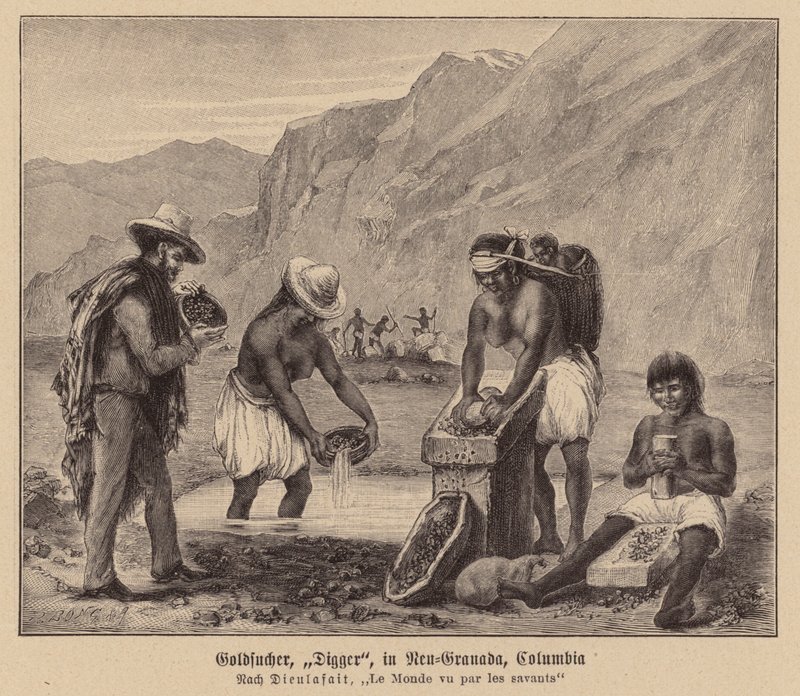 Aranyásók, New Granada, Kolumbia (litho) alkotó: (after) French School