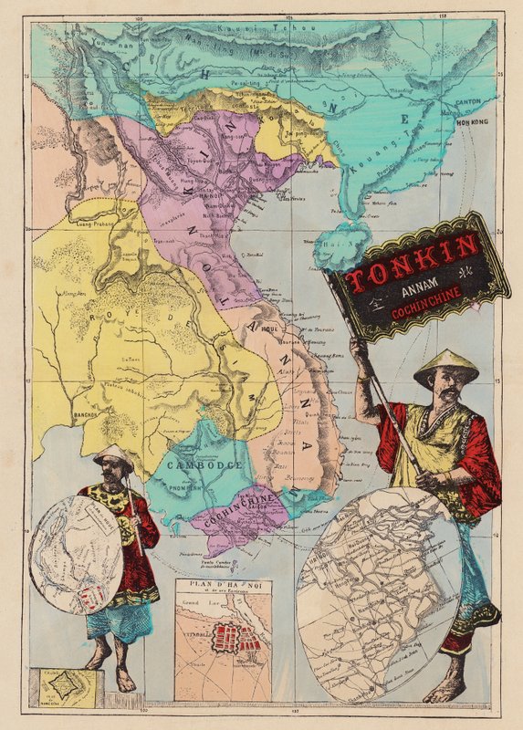 Tonkin, Annam, Cochinchine térképe (színes metszet) alkotó: (after) French School
