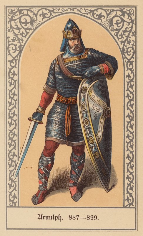 Karintiai Arnulf, Kelet-Franciaország királya és szent római császár (színes litográfia) alkotó: (after) German School