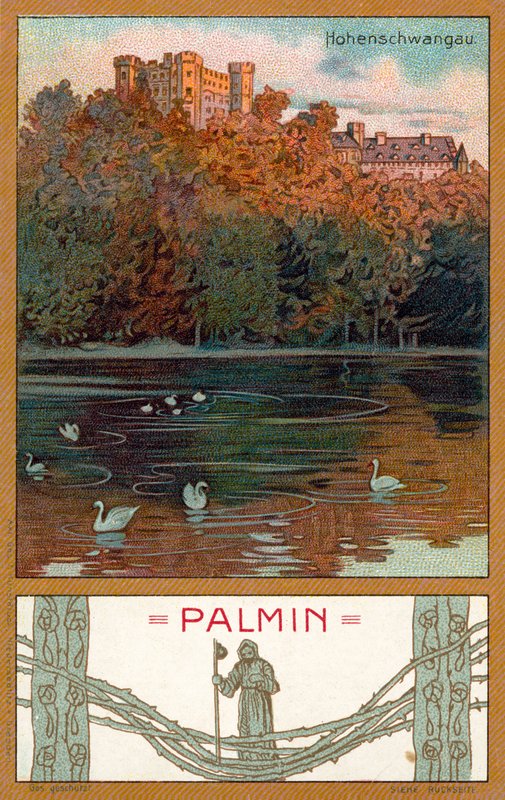 Hohenschwangau kastély, Bajorország (chromolitho) alkotó: (after) German School