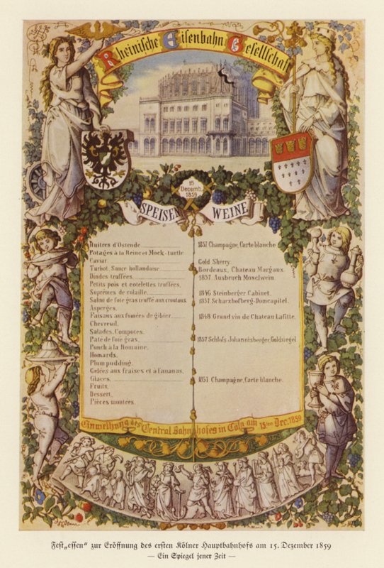 A kölni első vasútállomás megnyitását ünneplő bankett menüje alkotó: (after) German School