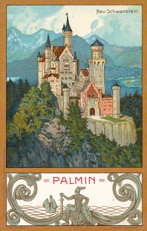 Neuschwanstein kastély, Bajorország (chromolitho) alkotó: (after) German School