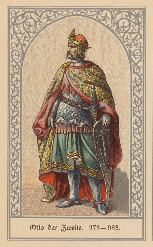 II. Ottó, Németország és Olaszország királya és szent római császár (színes litográfia) alkotó: (after) German School