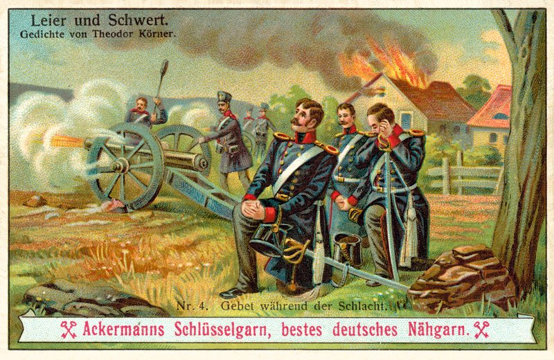 Ima a csata alatt (chromolitho) alkotó: (after) German School