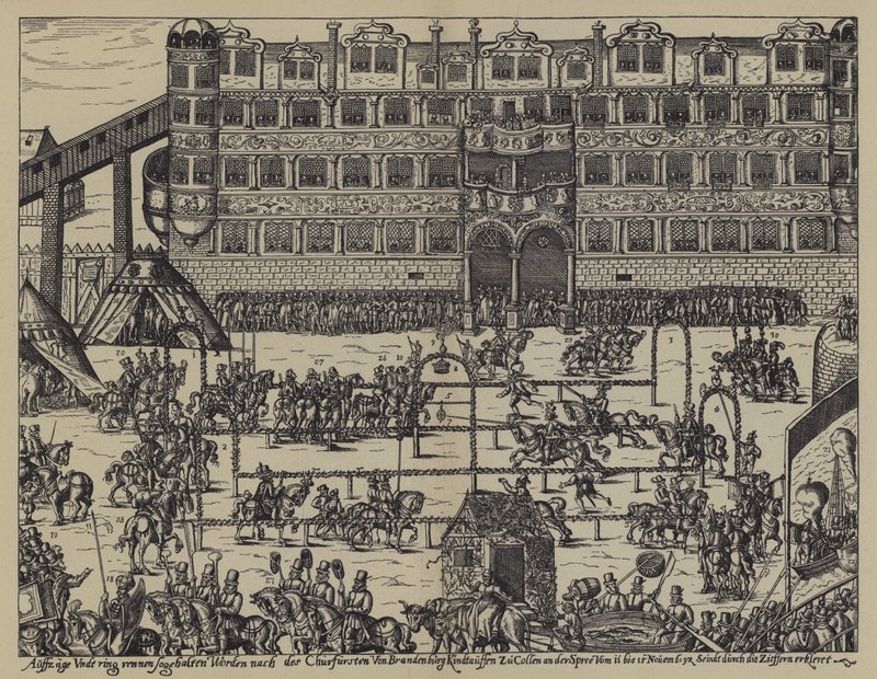 János György brandenburgi választófejedelem fia, Zsigmond keresztelőjének ünnepi torna a Colln-kastélyban alkotó: (after) German School