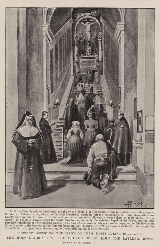 Szent lépcsőház a Lateráni Szent János-templomban, Róma (litho) alkotó: (after) Italian School