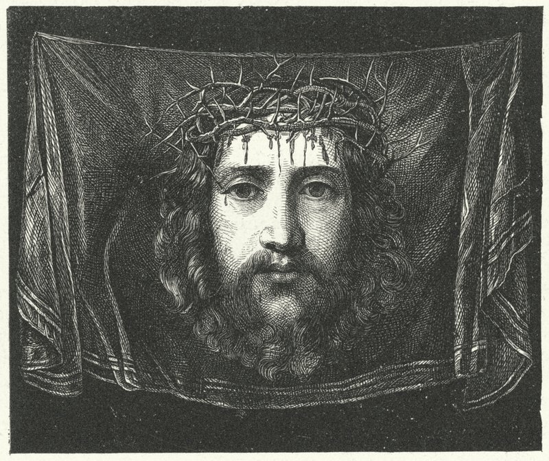 Veronika fátyla Krisztus portréjával (metszet) alkotó: (c.1489 1534) (after) Correggio
