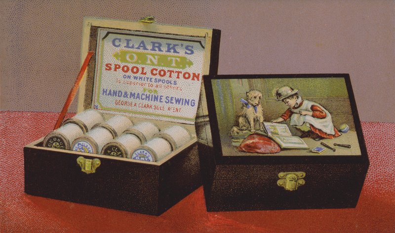 Amerikai kereskedelmi kártya reklám Clarks orsó pamut alkotó: American School
