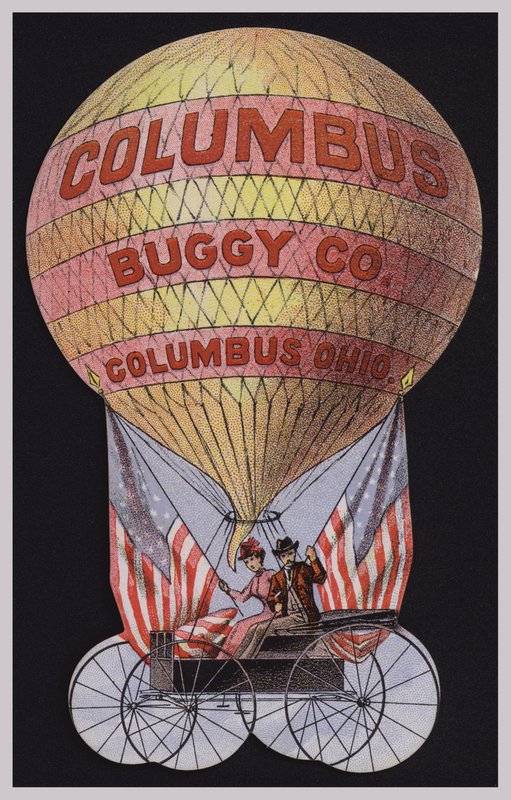 Amerikai kereskedelmi kártya, amely a Columbus Buggy Company-t hirdeti, Columbus, Ohio alkotó: American School