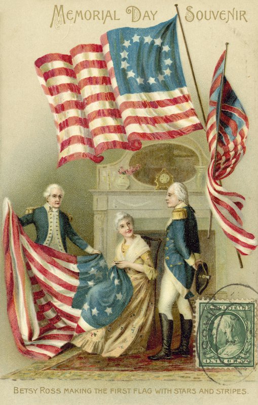 Betsy Ross elkészíti az első amerikai zászlót alkotó: American School