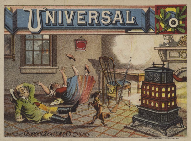 A pár és a kutya elképedt az Universal Stove erejétől alkotó: American School