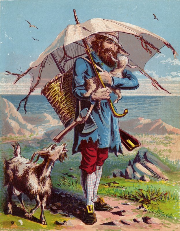Illusztráció Robinson Crusoe-hoz alkotó: American School
