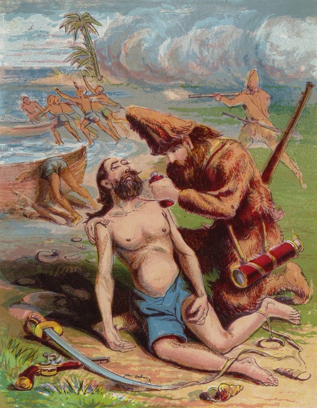 Illusztráció Robinson Crusoe-hoz alkotó: American School
