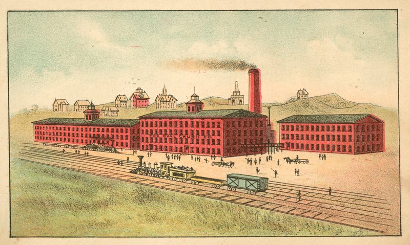 Vasútvonal az Oval Churn Company gyára előtt alkotó: American School
