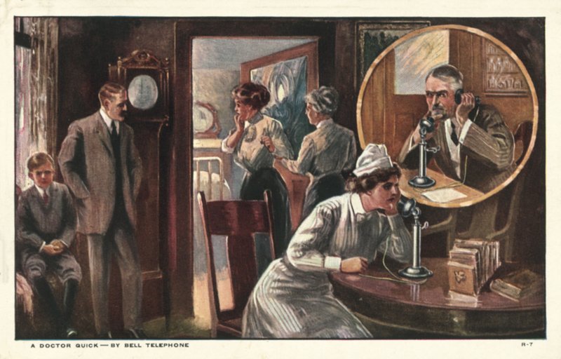 Nő telefonál egy orvosnak alkotó: American School