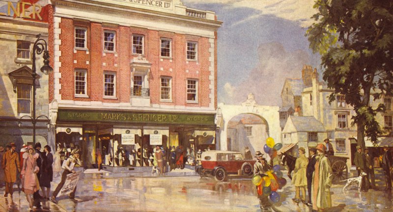 Grúz homlokzat, amely megőrzi a bevásárlóközpont helyi jellegét, 1925 alkotó: English School